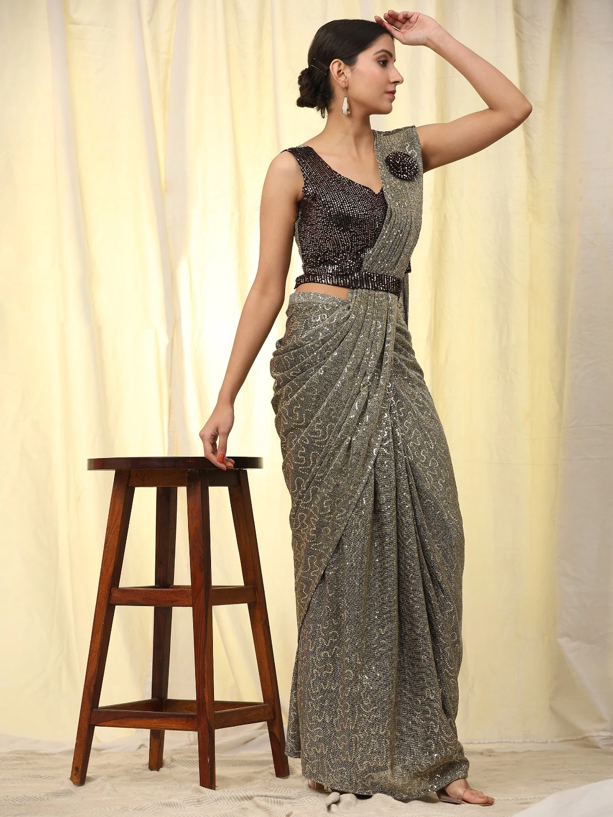 Amoha A309 Imported Wholesale Fancy Readymade Sarees Catalog — Wholesale Sarees, AMOHA wholesale from Surat — view 6